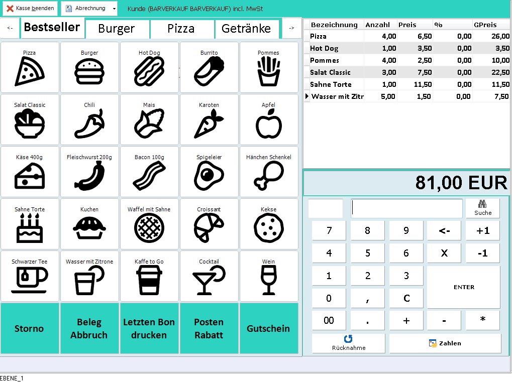 Kassenoberfläche 1